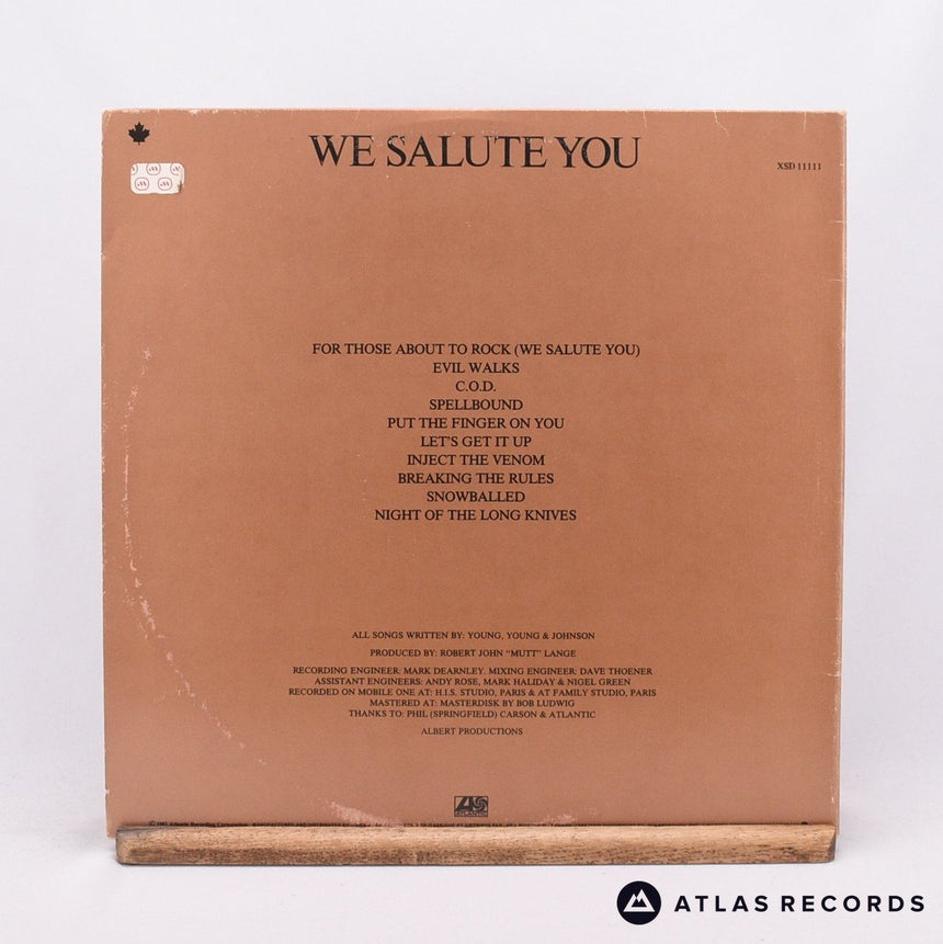 AC/DC - For Those About To Rock (We Salute You) - LP Vinyl Record - EX/EX