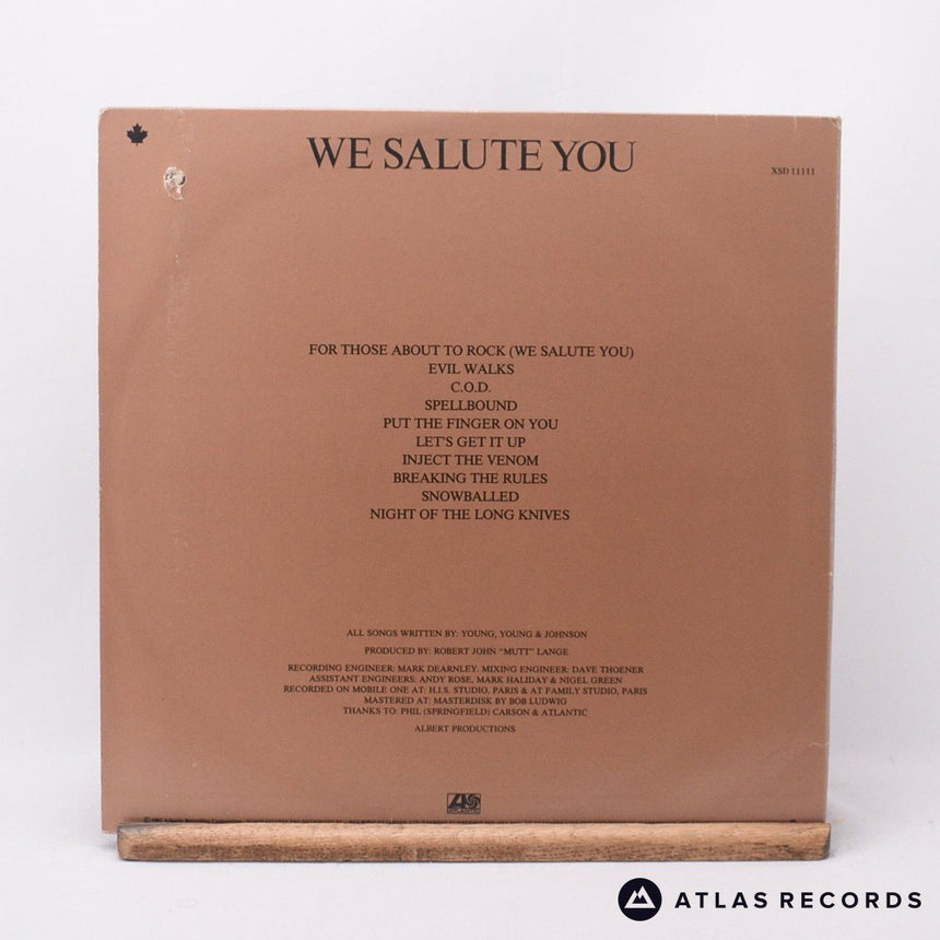 AC/DC - For Those About To Rock (We Salute You) - LP Vinyl Record - EX/VG+