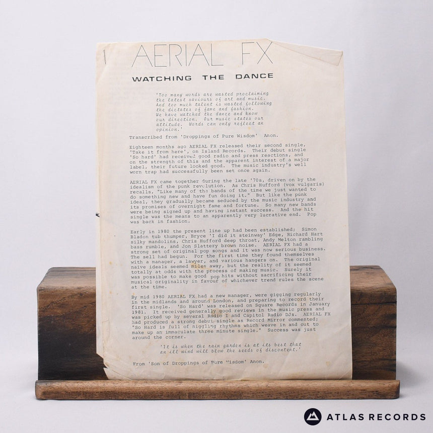 Aerial FX - Watching The Dance - Insert M6 M6 LP Vinyl Record - VG+/VG+