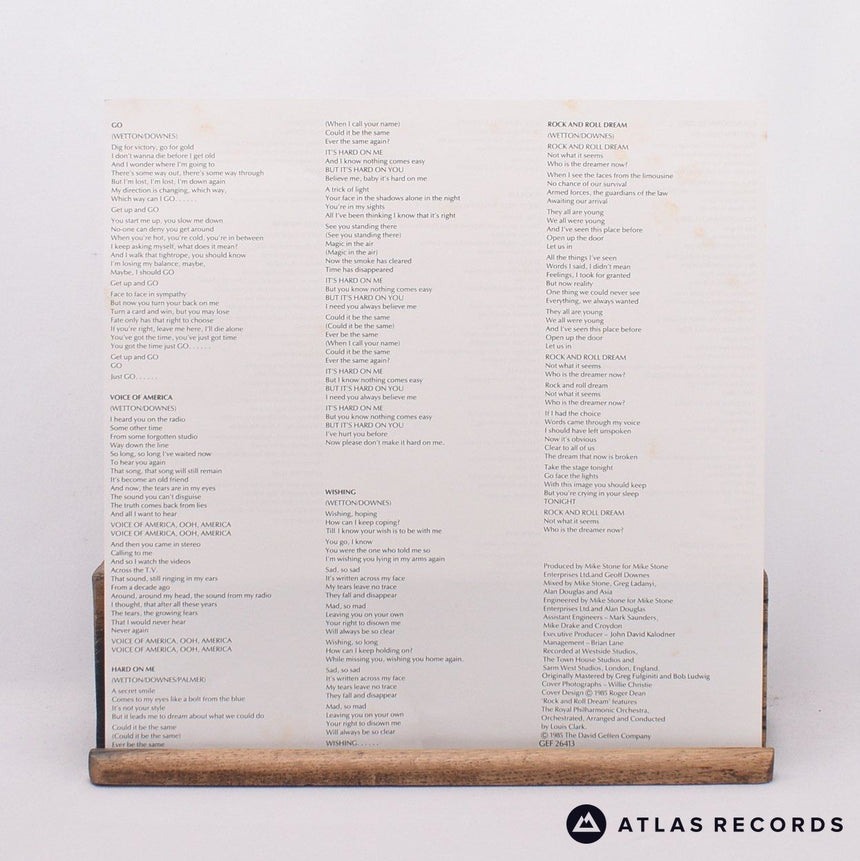 Asia - Astra - Lyric Sheet LP Vinyl Record - EX/EX