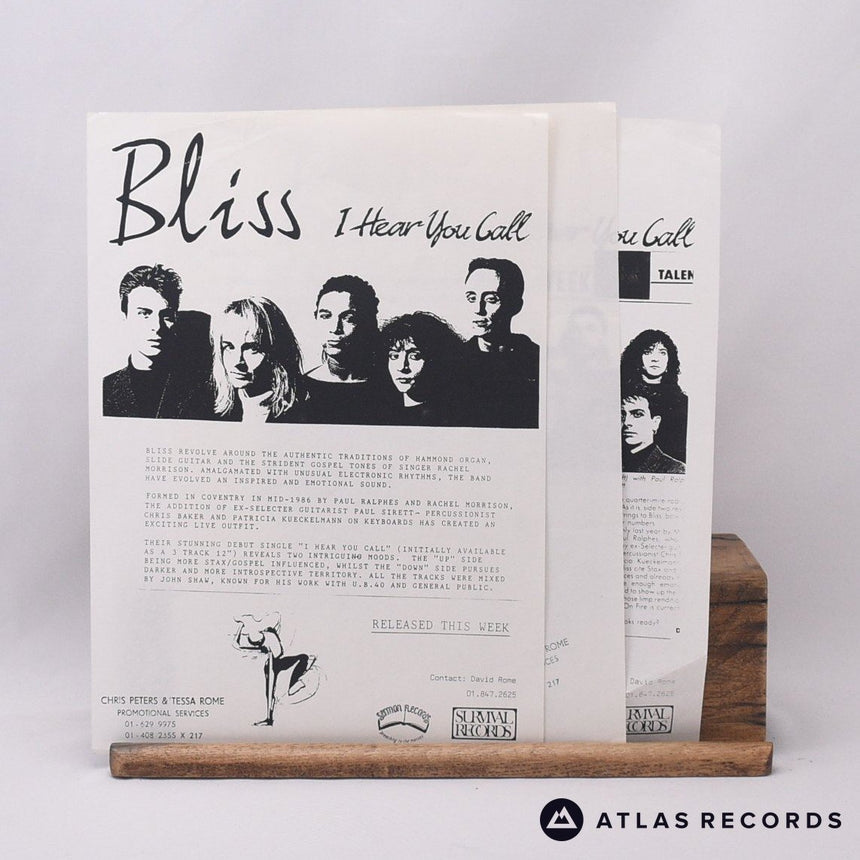 Bliss - I Hear You Call - Insert 12" Vinyl Record - EX/EX
