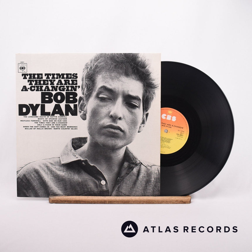 Bob Dylan The Times They Are A-Changin' LP Vinyl Record - Front Cover & Record