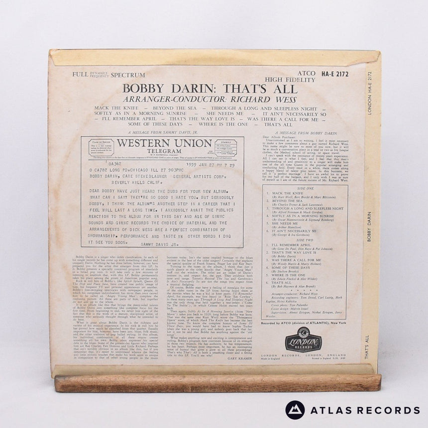 Bobby Darin - That's All - 1B 1B LP Vinyl Record - VG+/VG+
