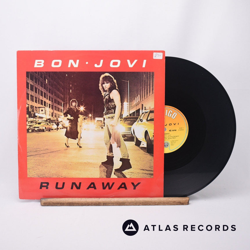 Bon Jovi Runaway 12" Vinyl Record - Front Cover & Record