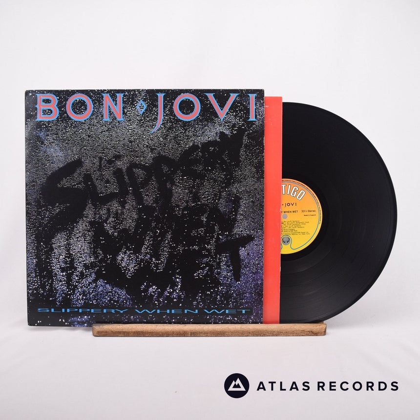 Bon Jovi Slippery When Wet LP Vinyl Record - Front Cover & Record