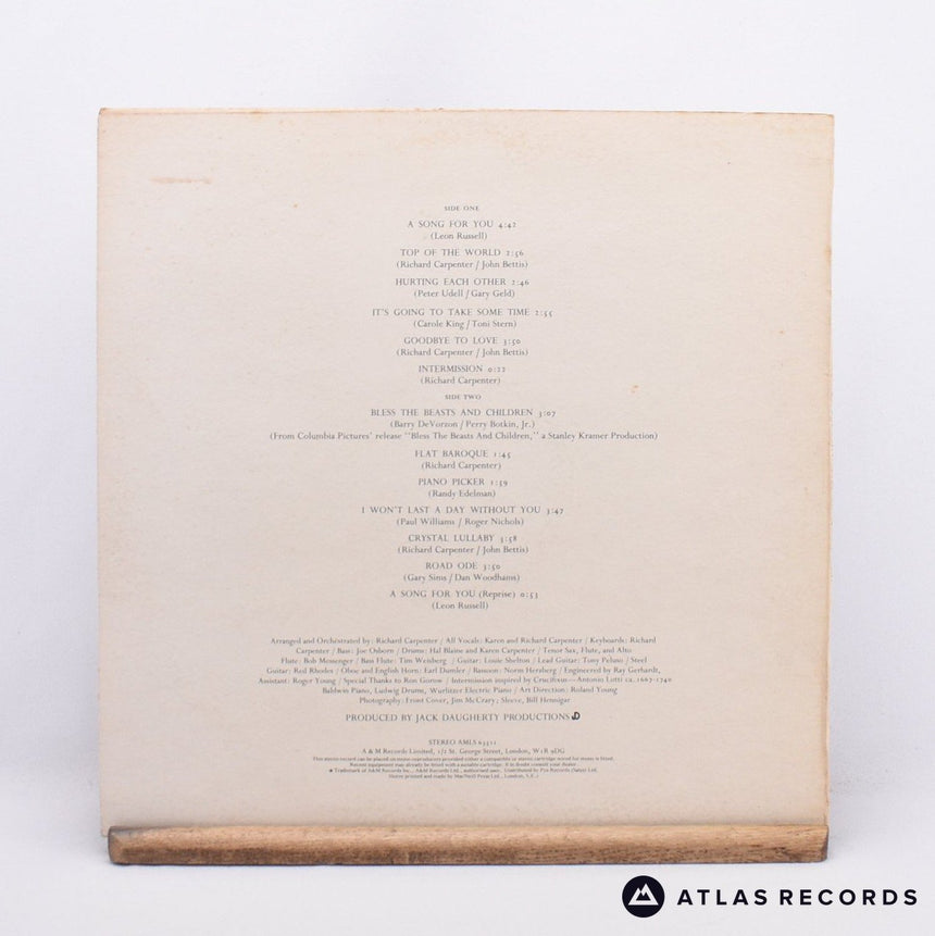Carpenters - A Song For You - Textured Sleeve LP Vinyl Record - VG+/EX