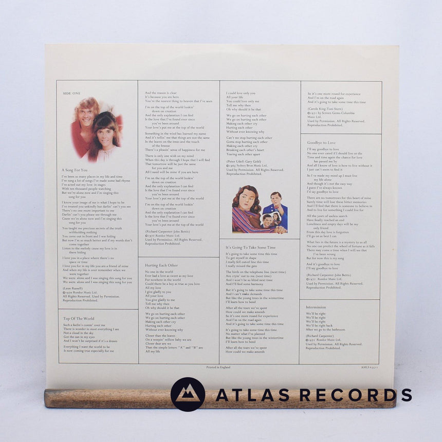 Carpenters - A Song For You - Textured Sleeve LP Vinyl Record - EX/NM