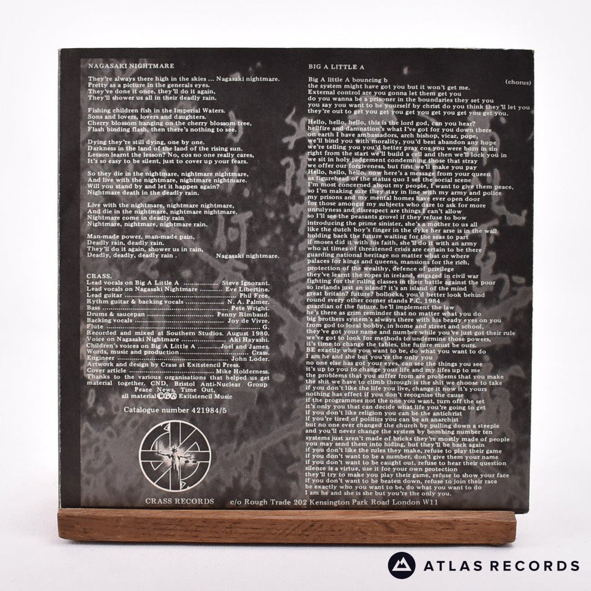 Crass - Nagasaki Nightmare - 7" Vinyl Record - EX/EX