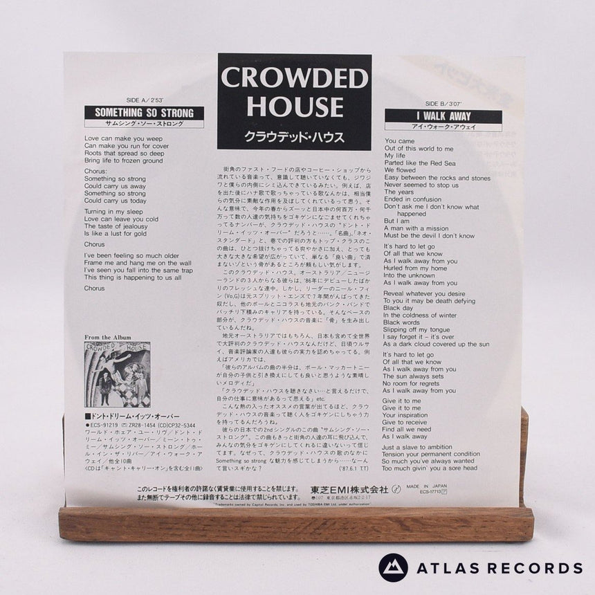 Crowded House - Something So Strong - Japanese 7" Vinyl Record - EX/EX