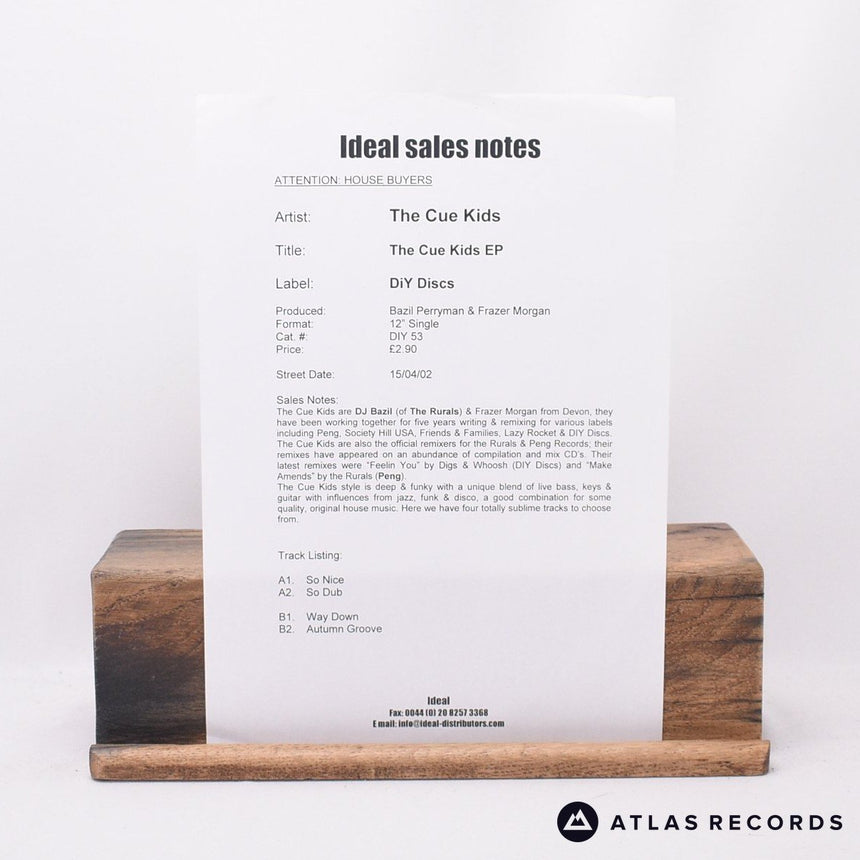 Cue Kids - The Cue Kids EP - Insert White Label 12" Vinyl Record - EX