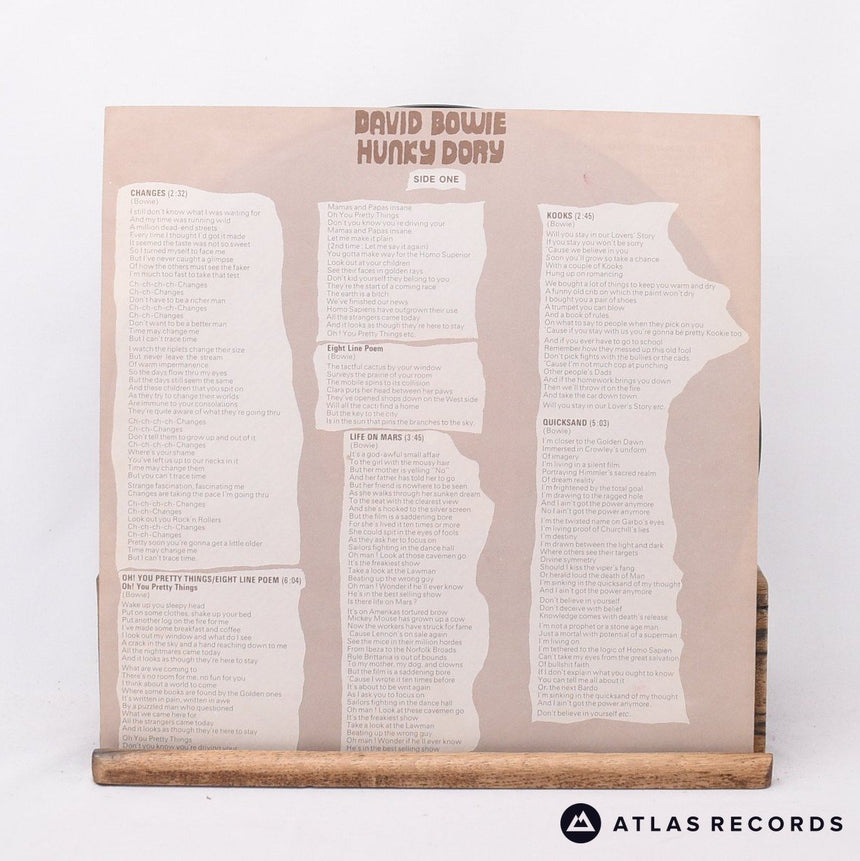David Bowie - Hunky Dory - Lyric Sheet 5947 5948 LP Vinyl Record - VG+/VG+