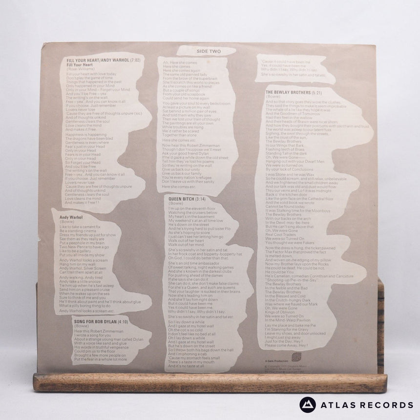 David Bowie - Hunky Dory - Insert Dynaflex LP Vinyl Record - VG+/VG+