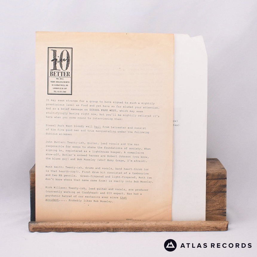 Diesel Park West - When The Hoodoo Comes - Insert 12" Vinyl Record - EX/EX