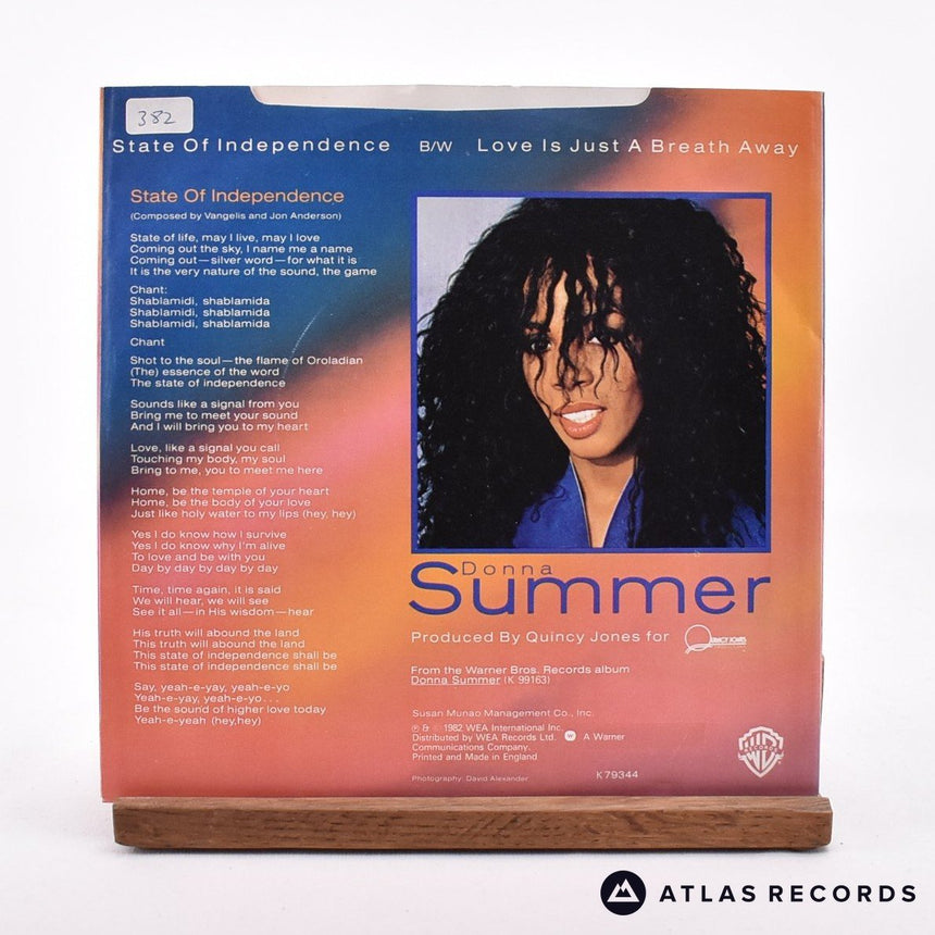 Donna Summer - State Of Independence - 7" Vinyl Record - EX/EX