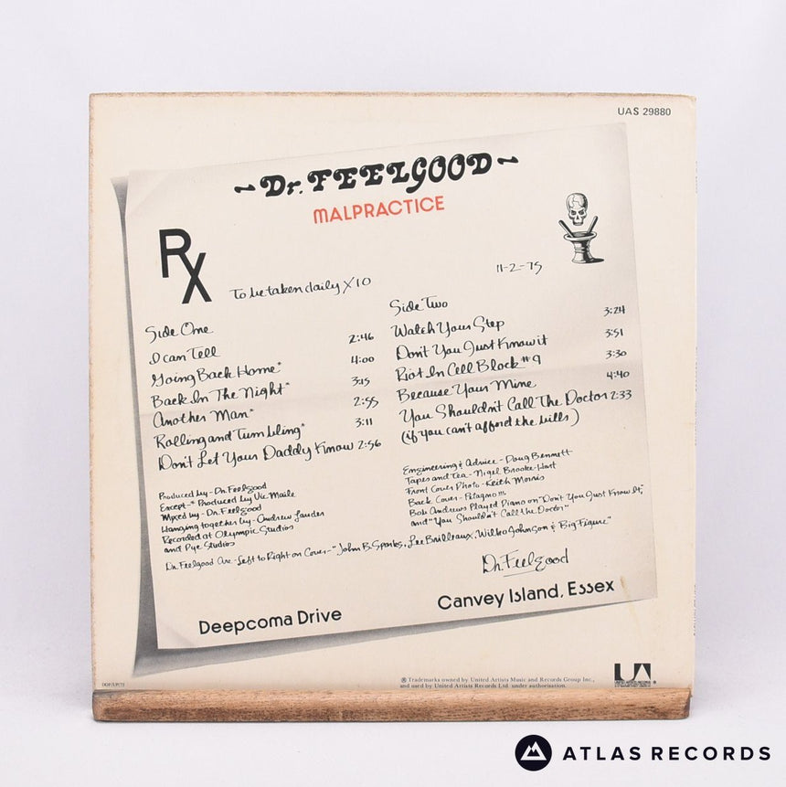 Dr. Feelgood - Malpractice - A-1 B-1 LP Vinyl Record - VG+/EX