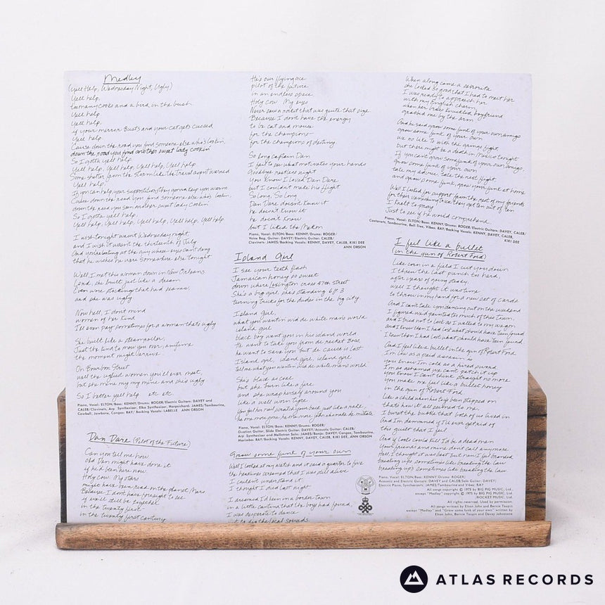 Elton John - Rock Of The Westies - Lyric Sheet LP Vinyl Record - EX/VG+