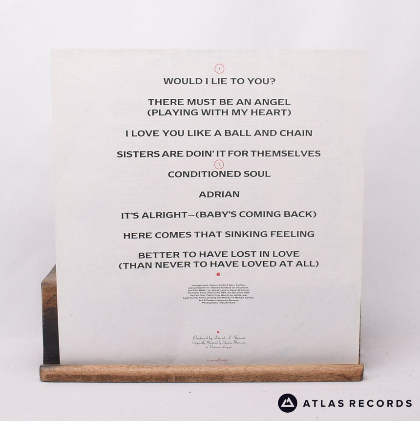Eurythmics - Be Yourself Tonight - Lyric Sheet Italy LP Vinyl Record - VG+/EX