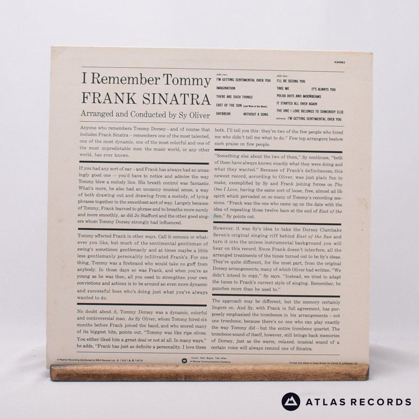 Frank Sinatra - I Remember Tommy - Reissue LP Vinyl Record - VG+/EX