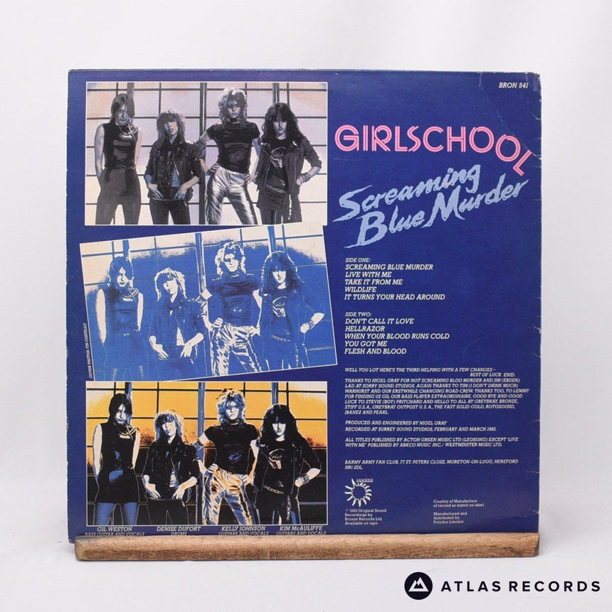 Girlschool - Screaming Blue Murder - Lyric Sheet LP Vinyl Record - VG+/EX