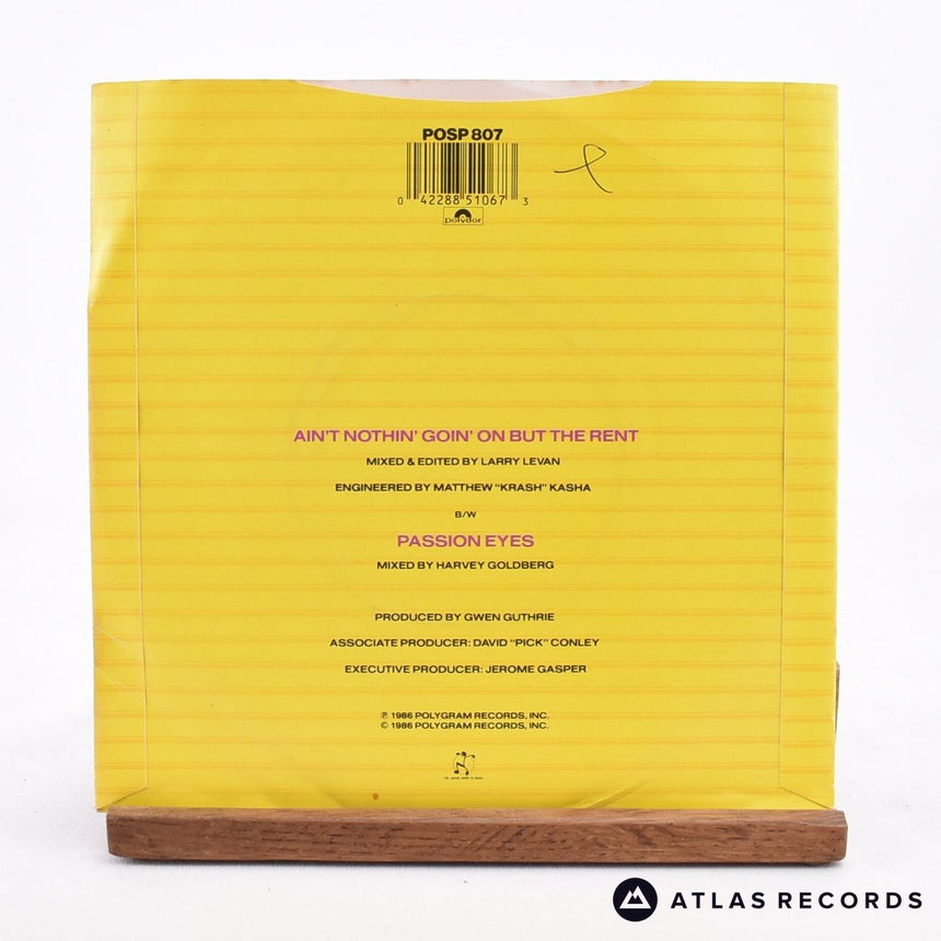 Gwen Guthrie - Ain't Nothin' Goin' On But The Rent - 7" Vinyl Record - VG+/EX