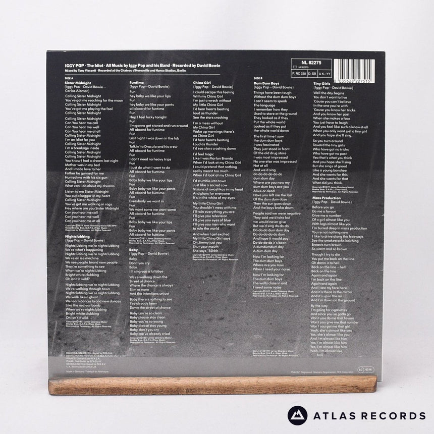 Iggy Pop - The Idiot - Reissue A-2 B-1 LP Vinyl Record - EX/EX