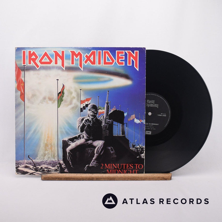 Iron Maiden 2 Minutes To Midnight 12" Vinyl Record - Front Cover & Record