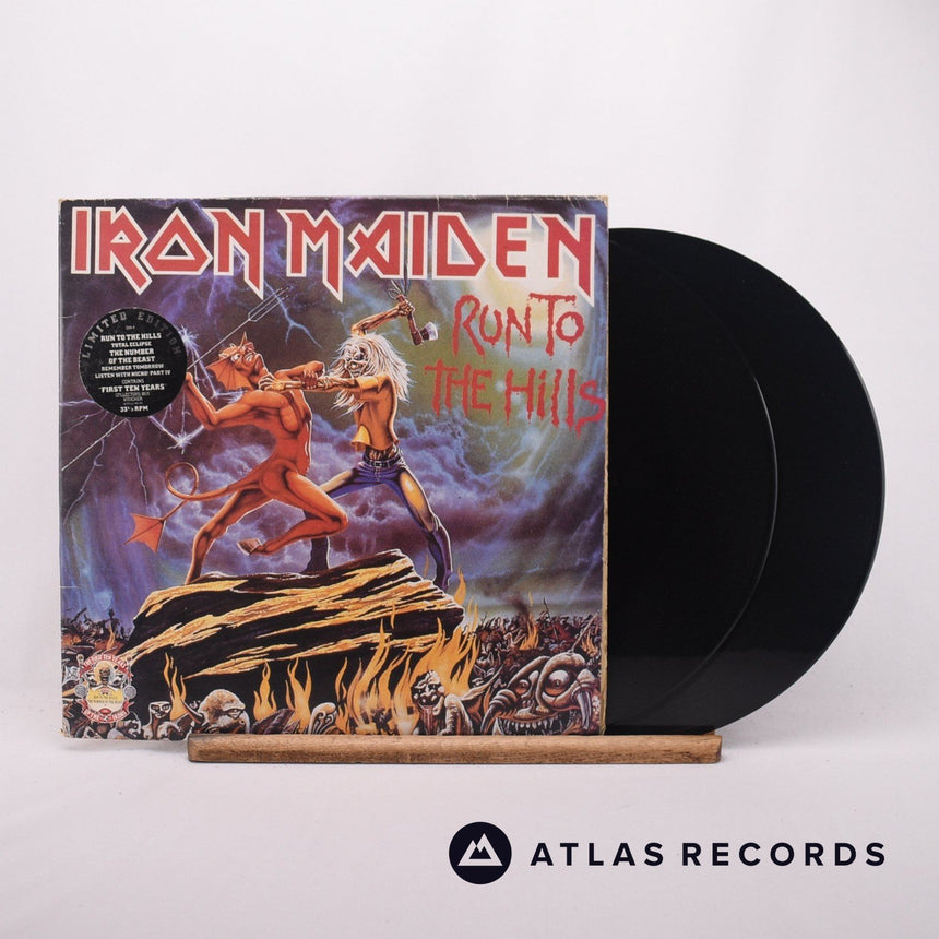 Iron Maiden Run To The Hills · The Number Of The Beast 2 x 12" Vinyl Record - Front Cover & Record