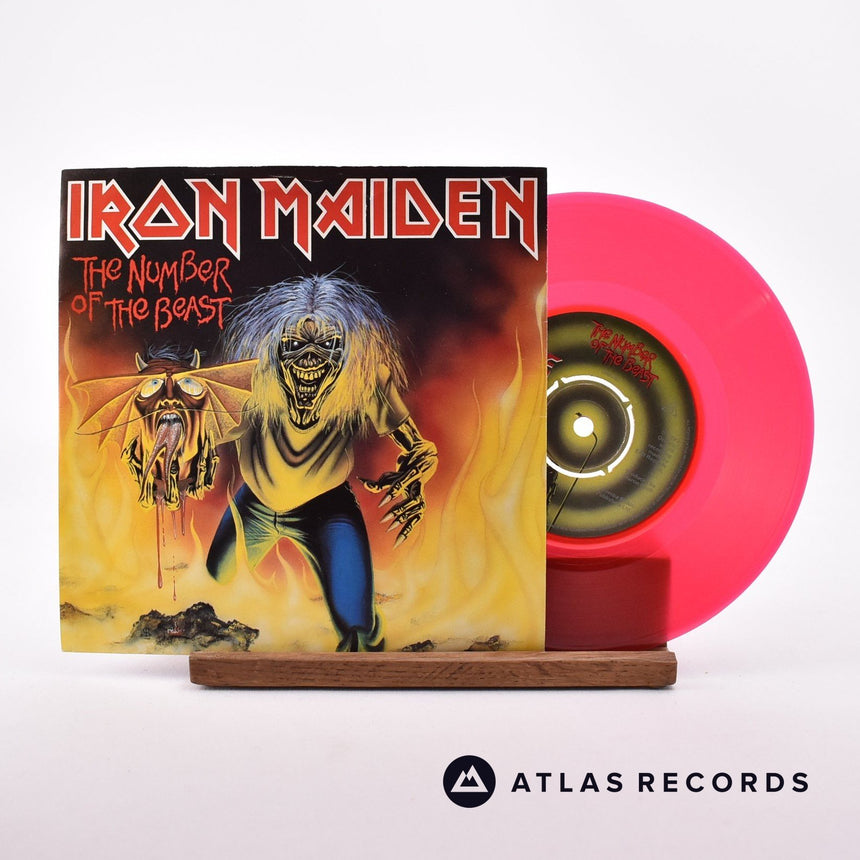 Iron Maiden The Number Of The Beast 7" Vinyl Record - Front Cover & Record