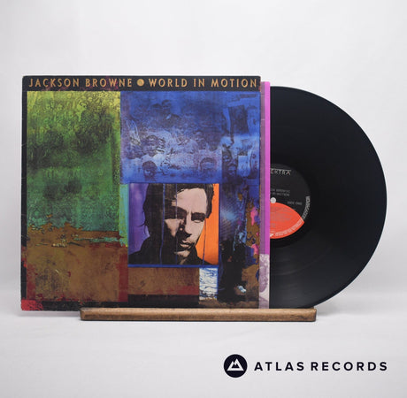 Jackson Browne World In Motion LP Vinyl Record - Front Cover & Record