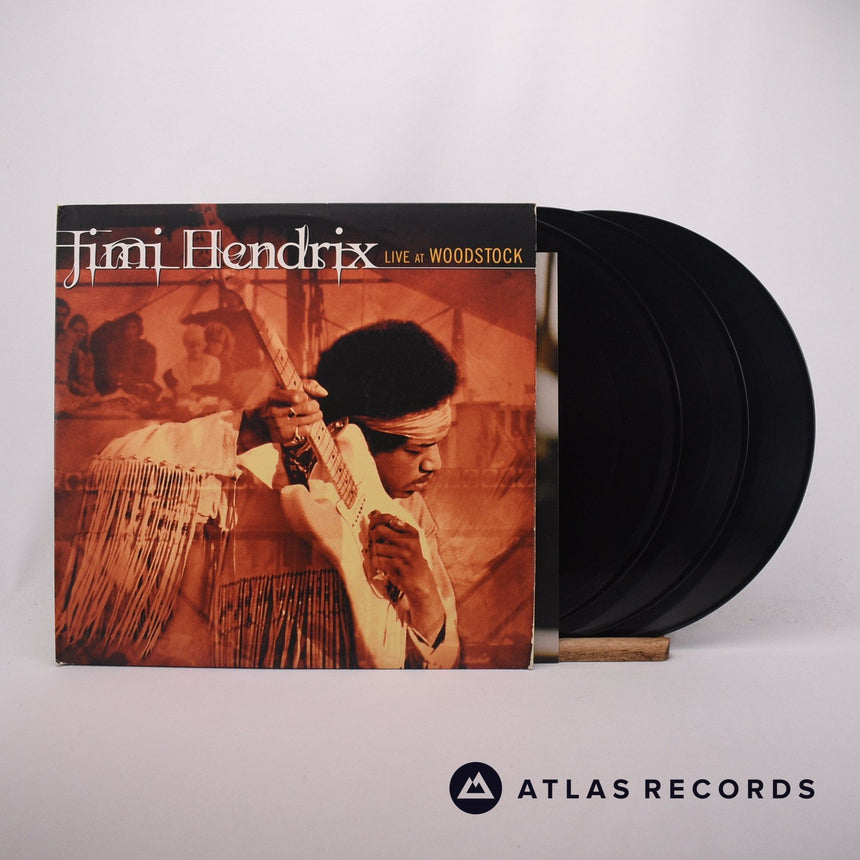 Jimi Hendrix Live At Woodstock 3 x LP Vinyl Record - Front Cover & Record