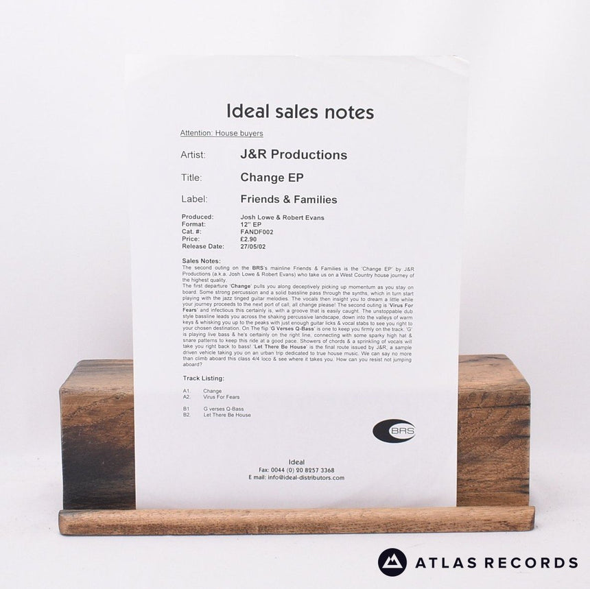 J'n'R Productions - Change EP - Insert White Label A1 B1 12" Vinyl Record - EX
