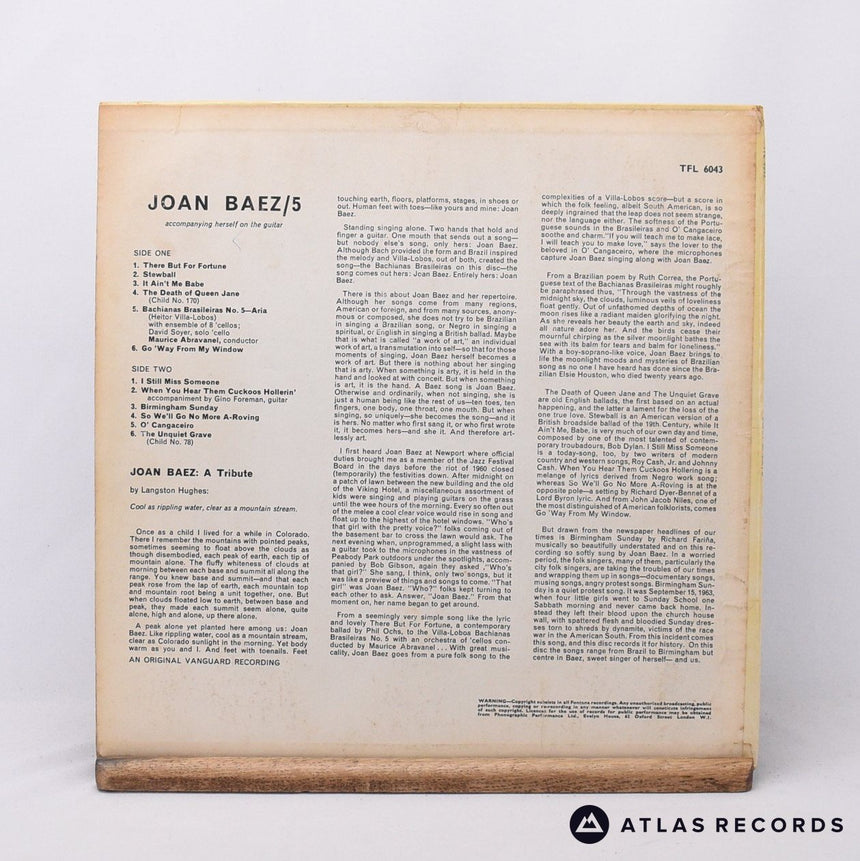 Joan Baez - 5 - LP Vinyl Record - VG+/VG