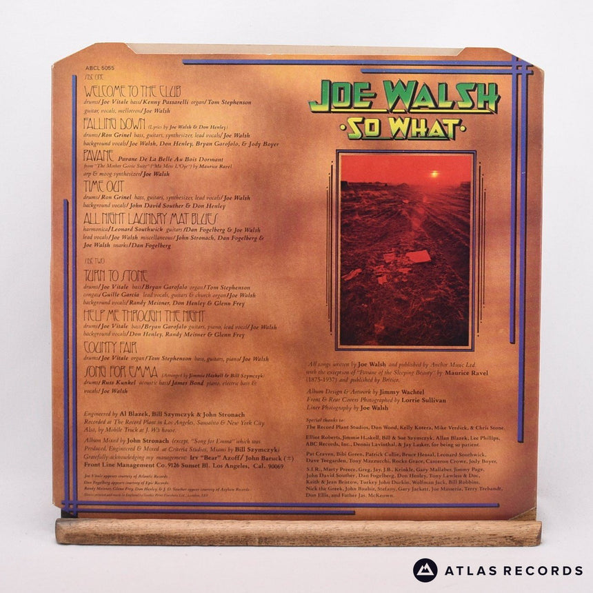 Joe Walsh - So What - Second Press LP Vinyl Record - EX/EX