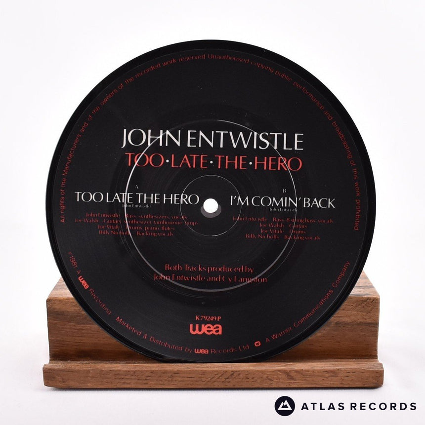 John Entwistle - Too Late The Hero - Limited Edition 7" Vinyl Record - VG+