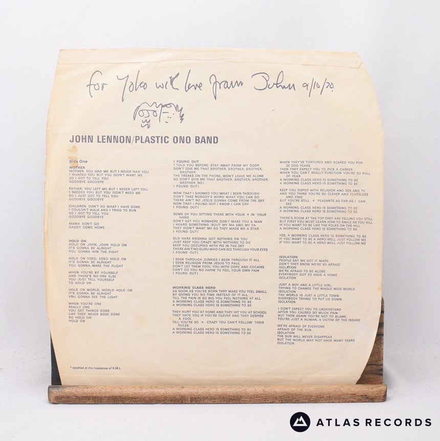John Lennon - John Lennon / Plastic Ono Band - 1U 1U LP Vinyl Record - VG+/VG+