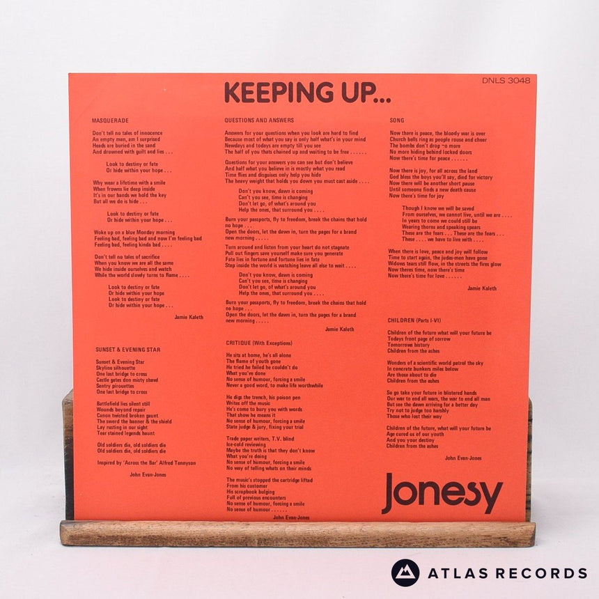 Jonesy - Keeping Up... - Lyric Sheet Gatefold A1 B1 LP Vinyl Record - VG+/VG+