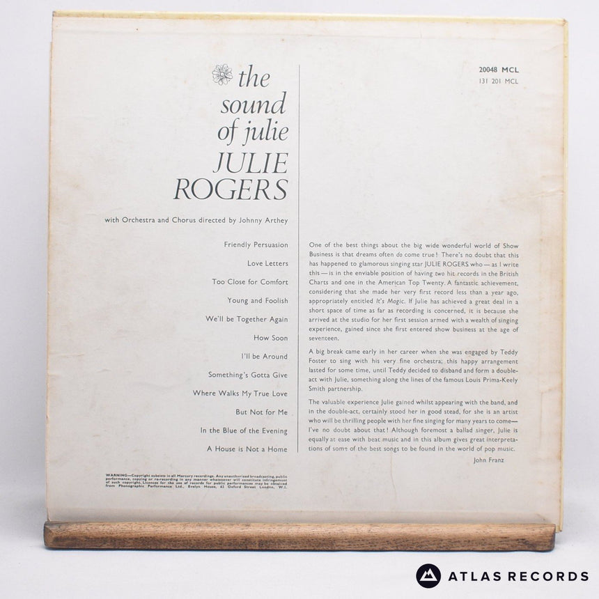 Julie Rogers - The Sound Of Julie - LP Vinyl Record - VG+/VG+