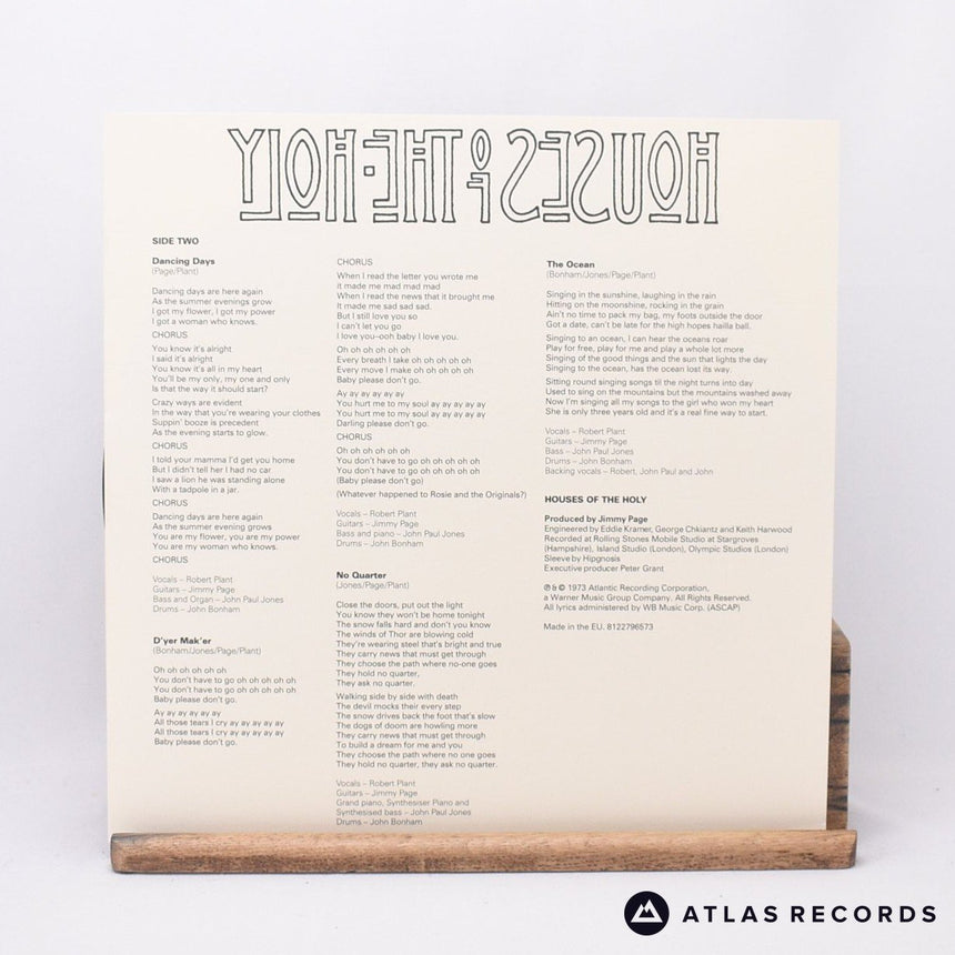 Led Zeppelin - Houses Of The Holy - 180G Lyric Sheet LP Vinyl Record - EX/EX
