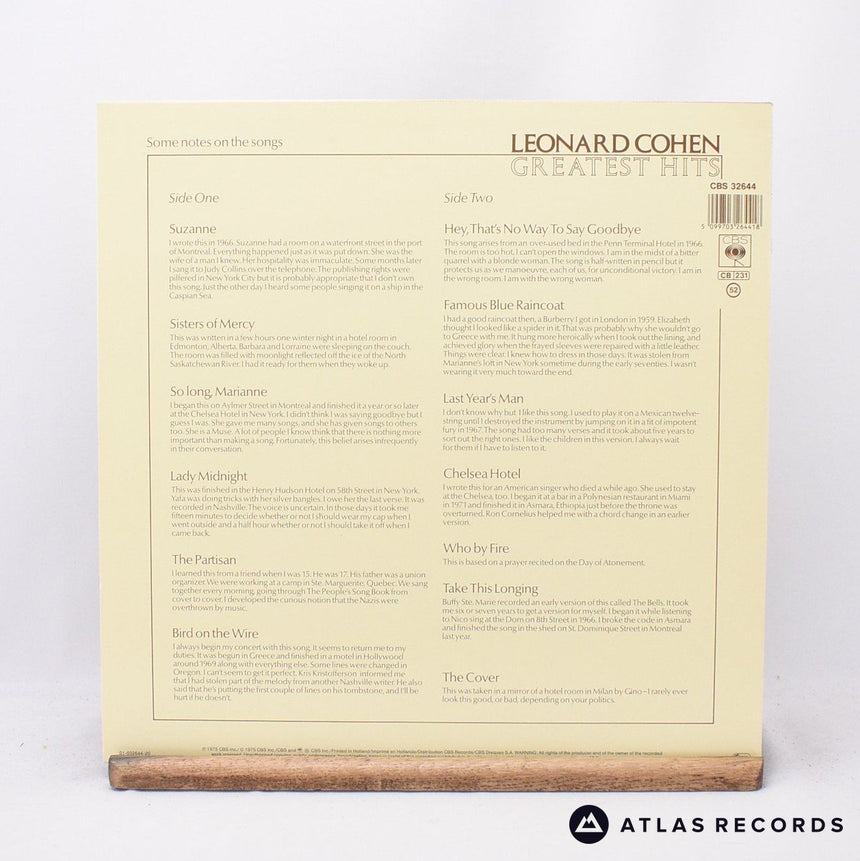 Leonard Cohen - Greatest Hits - Reissue Lyric Sheet LP Vinyl Record - EX/EX