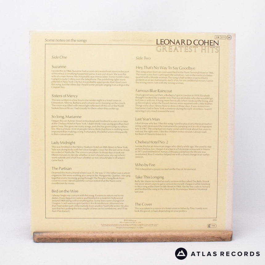 Leonard Cohen - Greatest Hits - Lyric Sheet Reissue LP Vinyl Record - EX/EX