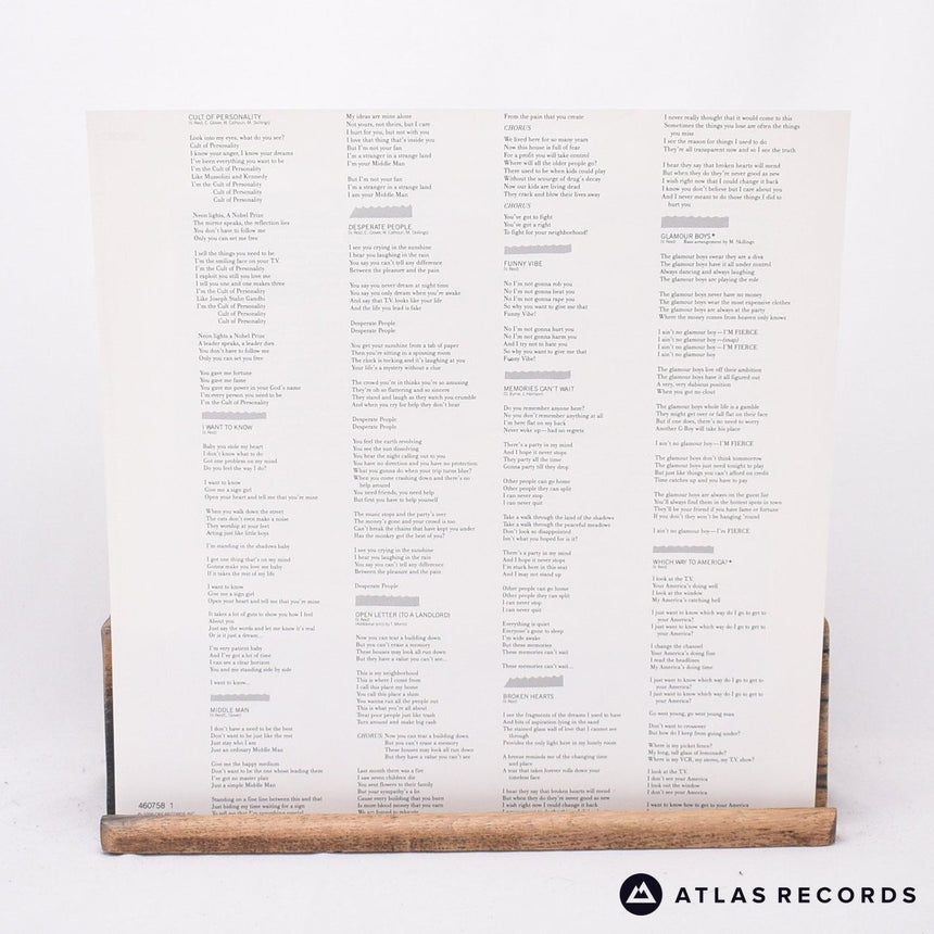 Living Colour - Vivid - Lyric Sheet A1 B1 LP Vinyl Record - EX/EX