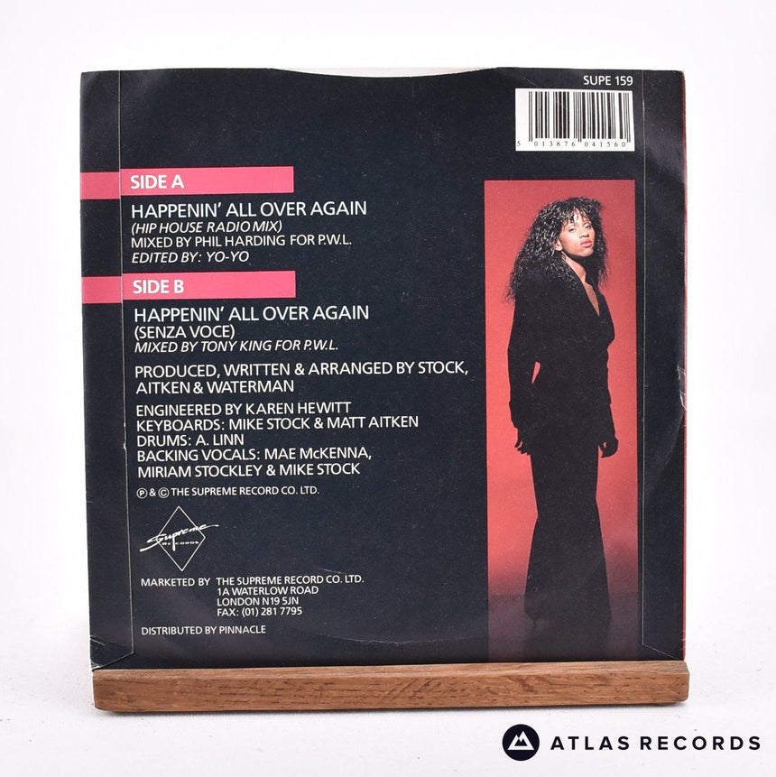 Lonnie Gordon - Happenin' All Over Again - 7" Vinyl Record - EX/VG+