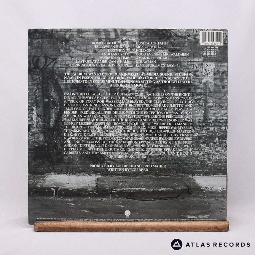 Lou Reed - New York - Lyric Sheet 1-A 1-B LP Vinyl Record - EX/EX