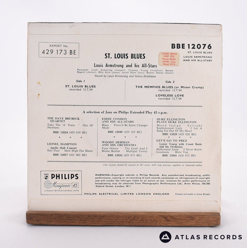 Louis Armstrong And His All-Stars - St Louis Blues - 7" EP Vinyl Record - VG+/EX