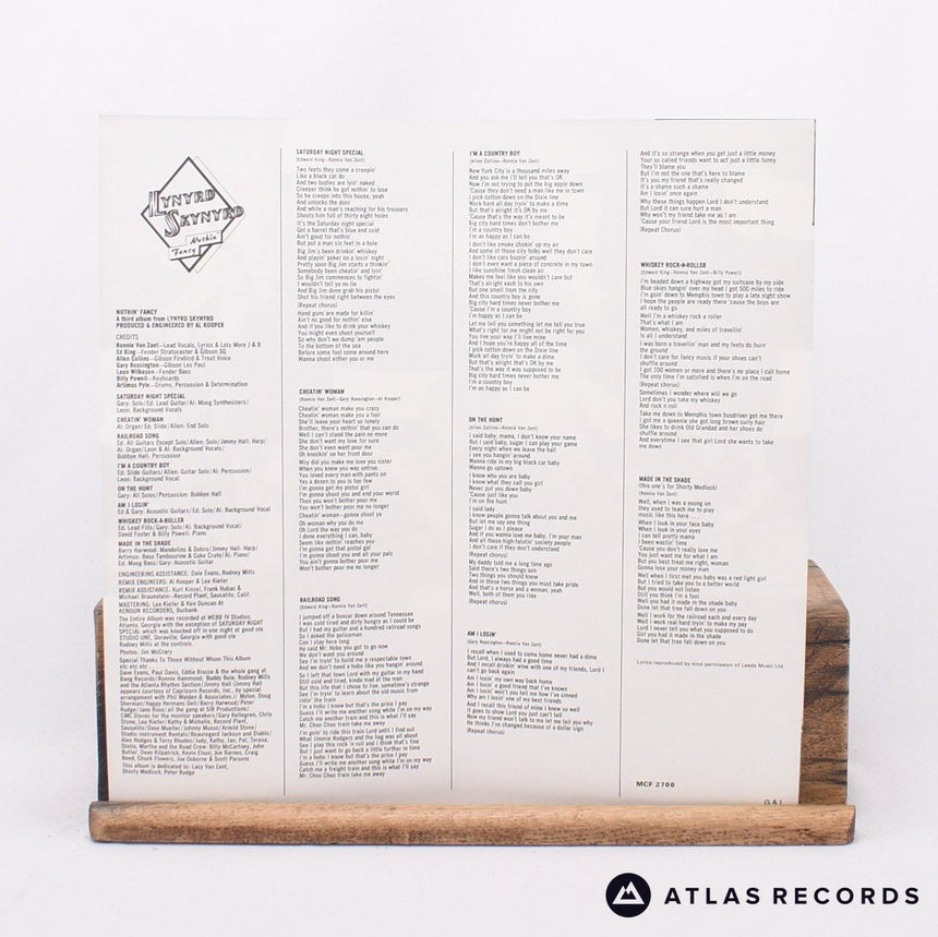 Lynyrd Skynyrd - Nuthin' Fancy - Lyric Sheet A-1 B-1 LP Vinyl Record - EX/VG+