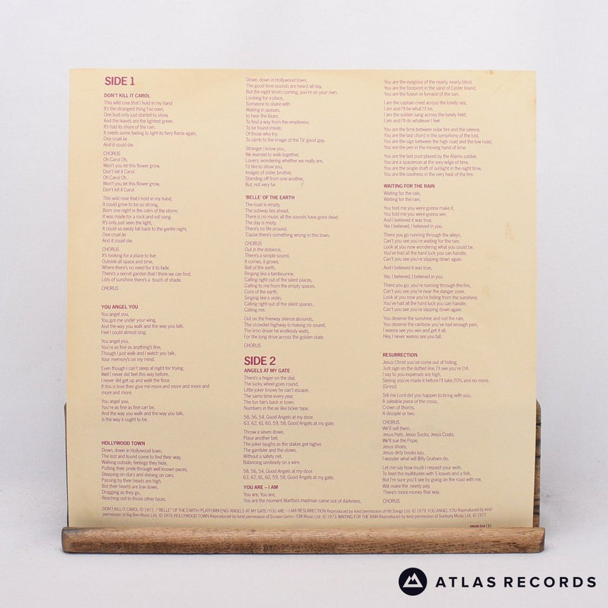 Manfred Mann's Earth Band - Angel Station - Lyric Sheet LP Vinyl Record - EX/EX