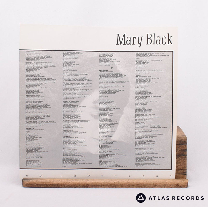 Mary Black - No Frontiers - Lyric Sheet Ireland A2 B1 LP Vinyl Record - EX/EX