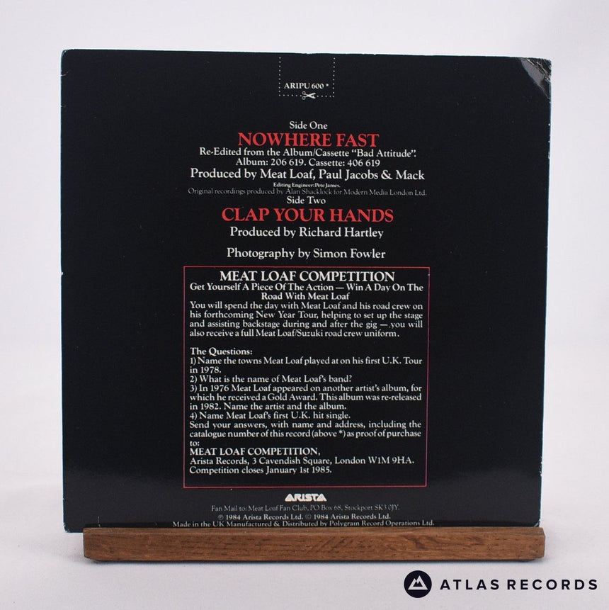 Meat Loaf - Nowhere Fast - Limited Edition 7" Vinyl Record - VG+/EX