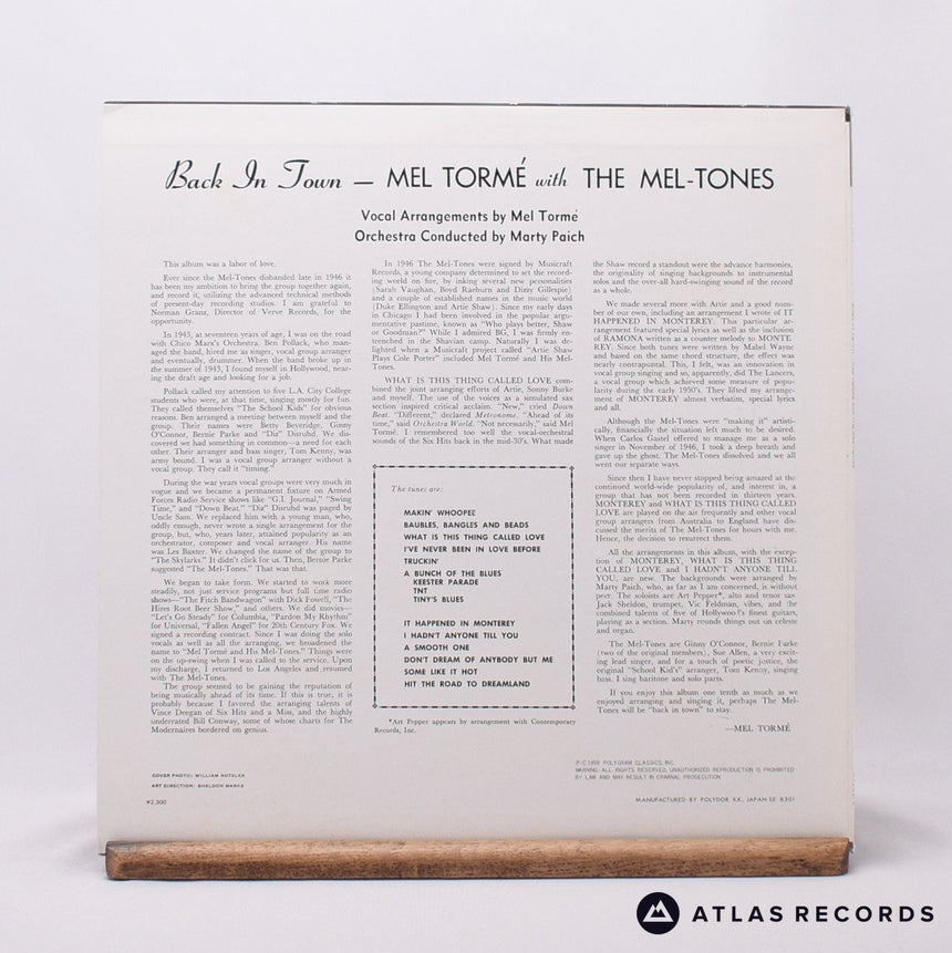 Mel Tormé - Back In Town - Reissue LP Vinyl Record - NM/EX