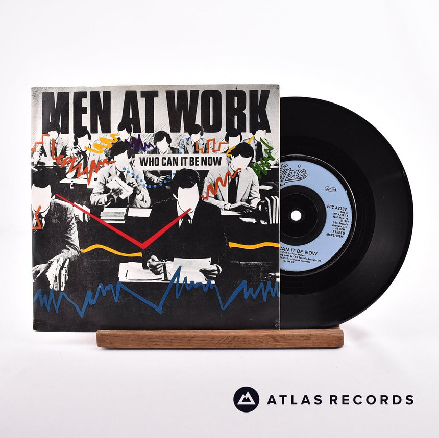 Men At Work Who Can It Be Now 7" Vinyl Record - Front Cover & Record